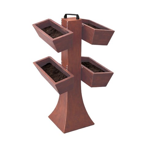 Kit 4 Vaso Planta Horta Grande Jardineira 50cm Floreira com Suporte Polietileno