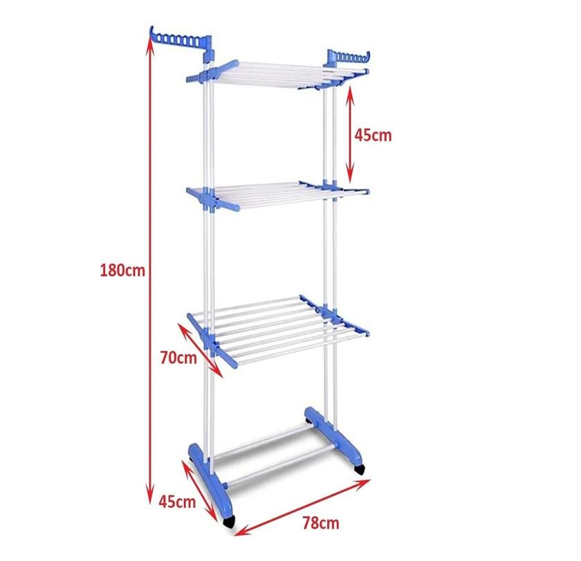 Varal Megavaral De Chão Dobrável 3 Andares Inox Azul - 2