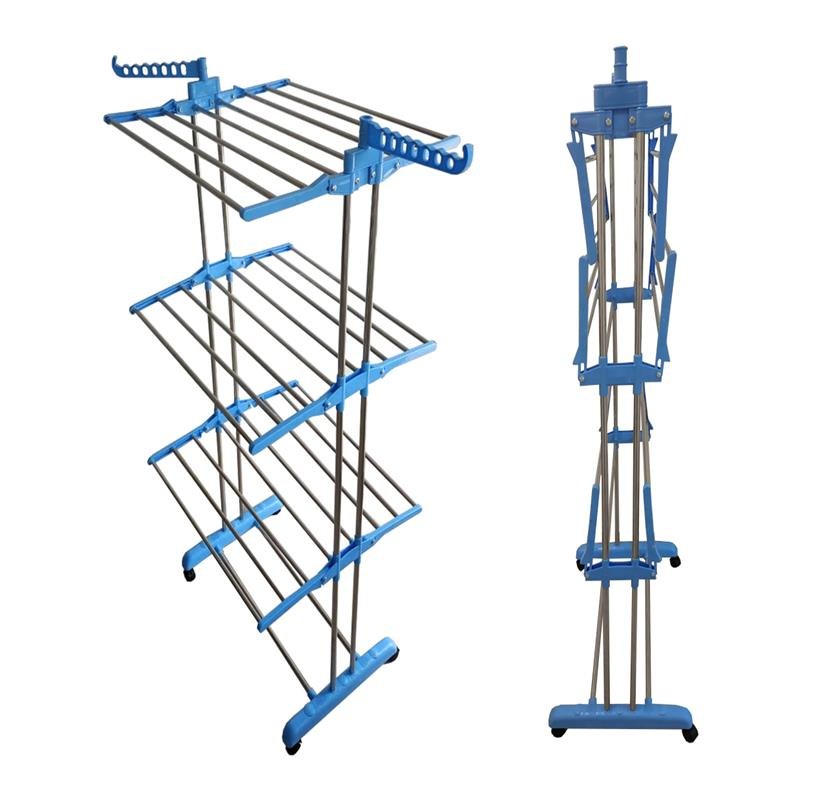 Varal Megavaral De Chão Dobrável 3 Andares Inox Azul - 3