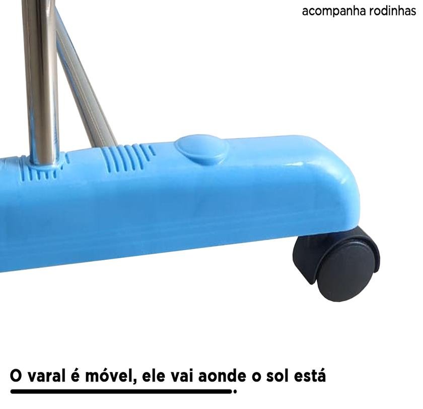 Varal Megavaral De Chão Dobrável 3 Andares Inox Azul - 9