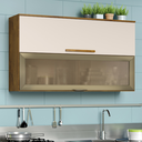 Ver imagem 1 de Armário de Cozinha C/ Vidro 2 Portas 1,20m Castanho/off White