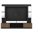 Ver imagem 3 de Estante Com Suporte Tv 65" Prateleiras C/ Espelho Oslo Multimóveis V3385 Preto/Madeirado