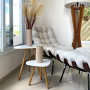 Ver imagem 4 de Conjunto Mesinhas de Canto Apoio Pé Palito Tripé Porta Objetos e Quadros Branco com Tampo Orgânico