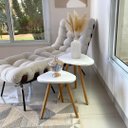 Ver imagem 1 de Conjunto Mesinhas de Canto Apoio Pé Palito Tripé Porta Objetos e Quadros Branco com Tampo Orgânico