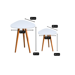 Conjunto de Mesinhas Canto e Apoio Pé Palito Tripé Porta Quadros e Objetos Branco ou Preto Tampo Org - 3
