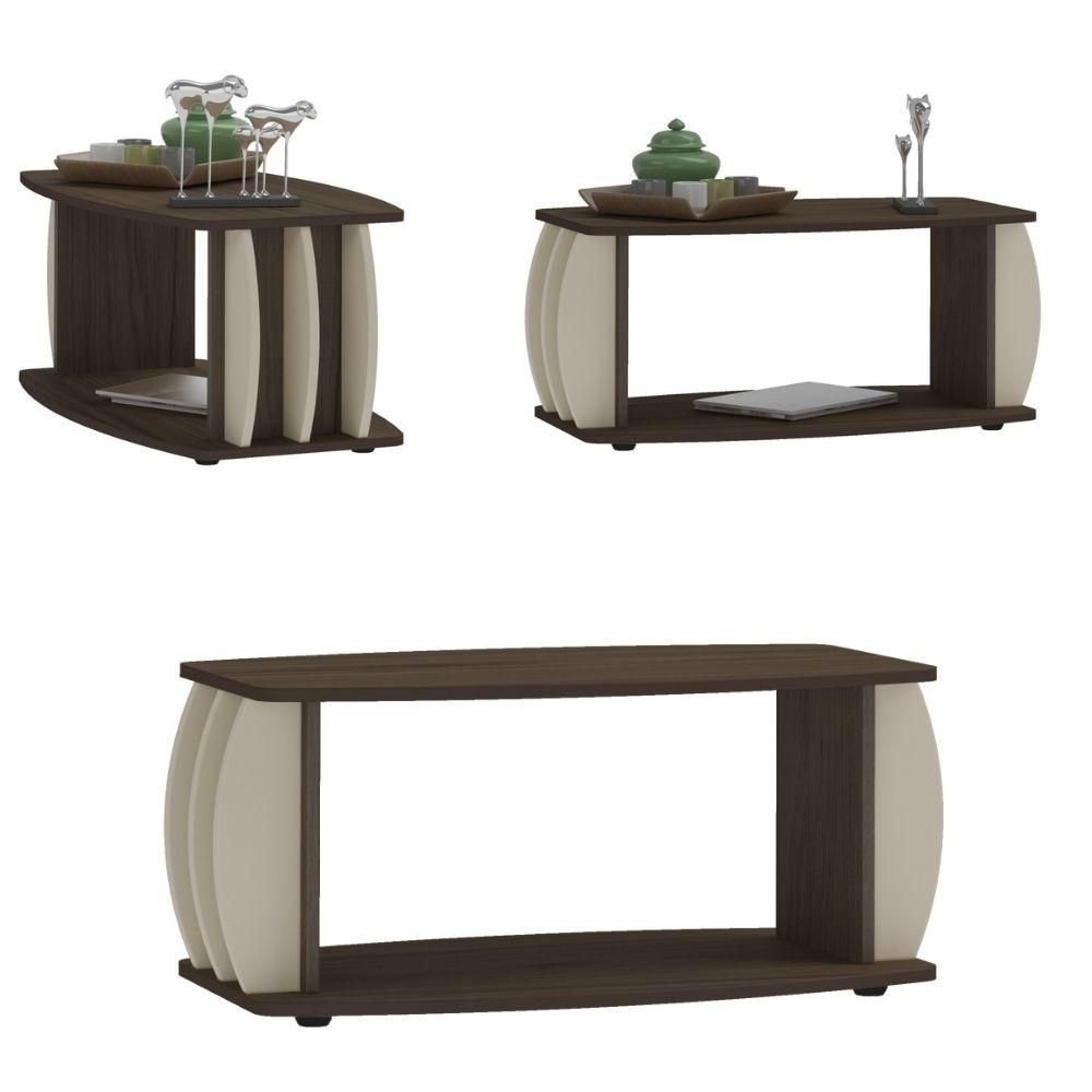 Sala de Estar até 42'' Rack Anthony Mesa de Centro Karina Mesa de Apoio Lexy Amendoa/off Espresso - 4