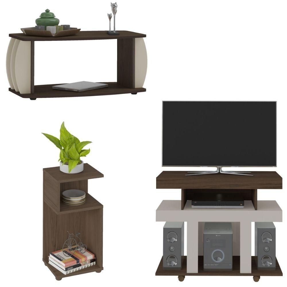 Sala de Estar até 42'' Rack Anthony Mesa de Centro Karina Mesa de Apoio Lexy Amendoa/off Espresso - 5