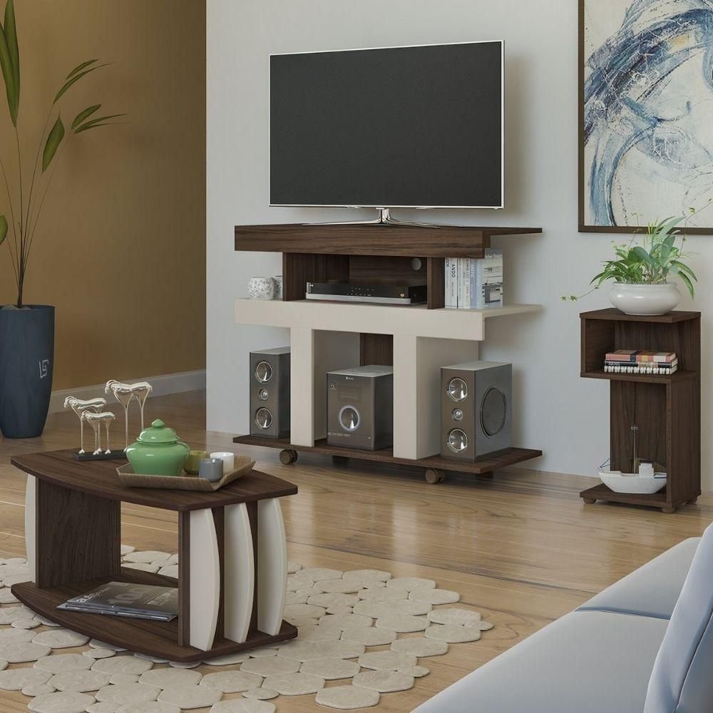 Sala de Estar até 42'' Rack Anthony Mesa de Centro Karina Mesa de Apoio Lexy Amendoa/off Espresso - 1