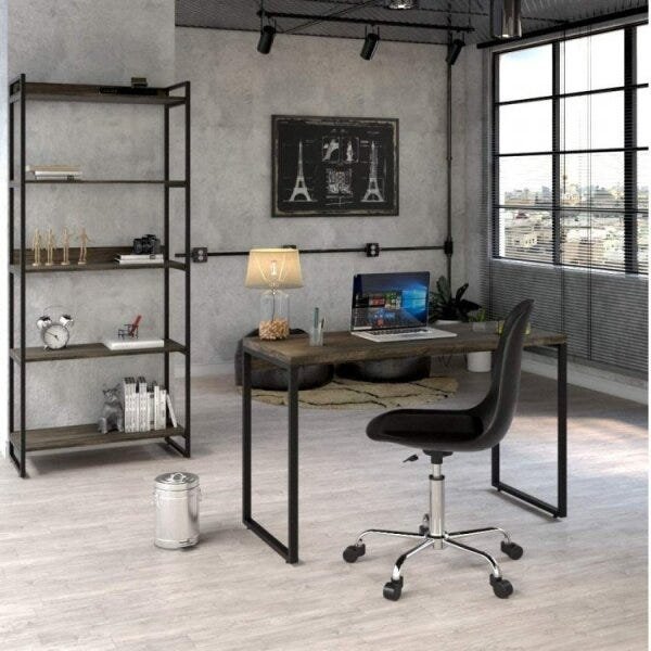 Conjunto Home Office com Mesa para Escritório 120cm e Estante Multiuso Kuadra Espresso Móveis é boa?