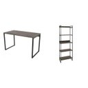 Ver imagem 2 de Conjunto 2 Peças com Mesa para Escritório 120cm e Estante Multiuso Kuadra Industrial Marrom