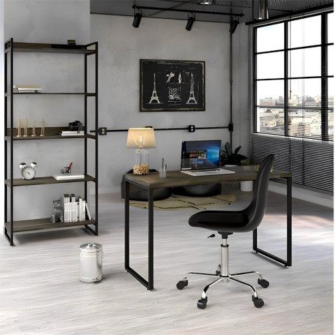 Conjunto 2 Peças com Mesa para Escritório 120cm e Estante Multiuso Kuadra Industrial