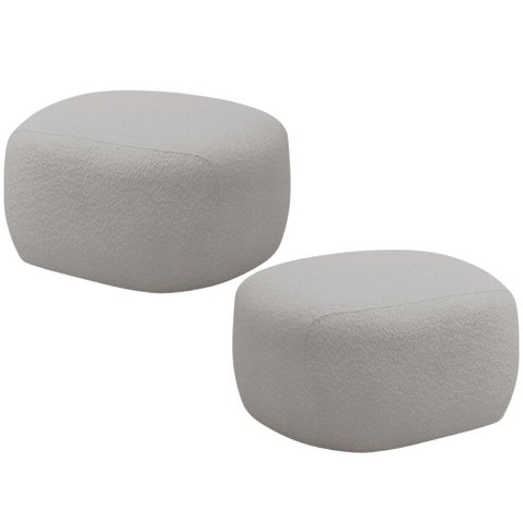 Kit 02 Puffs Decorativo Orgânico para Sala de Estar Living Barolo L06 Bouclê Cinza - Lyam Decor