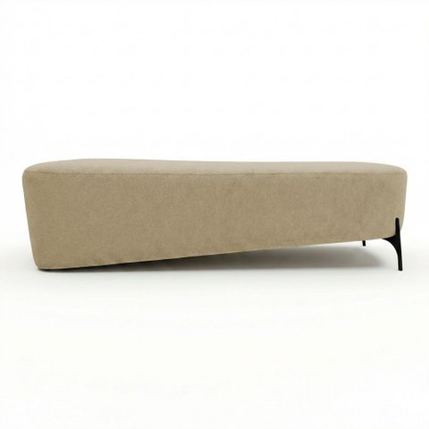 Puff Recamier Decorativo Orgânico Lavie 140cm Premium Chenille Bouclê Pérola - Abmaza