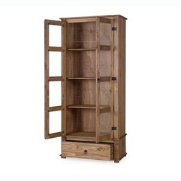 Cristaleira de Madeira Maciça Rústica 2 Portas Mel Shop JM - 3