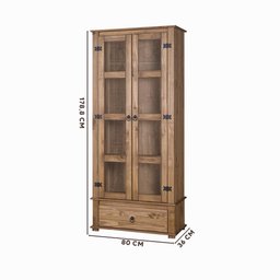 Cristaleira de Madeira Maciça Rústica 2 Portas Mel Shop JM - 4