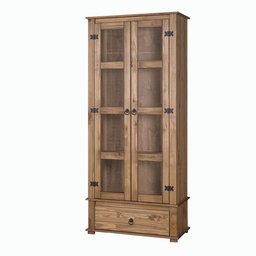 Cristaleira de Madeira Maciça Rústica 2 Portas Mel Shop JM - 2