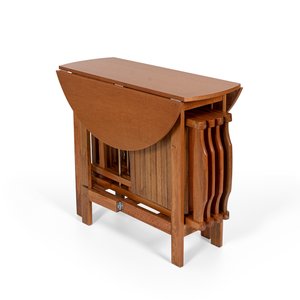 Conjunto Dobrável Prático Mesa 4 Cadeiras Redondo Mel Bar Cozinha