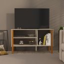 Ver imagem 1 de Rack para Tv até 40 Polegadas 3 Prateleiras Verona 90cm - Via Nossa - Off White e Cedro