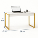 Ver imagem 3 de Escrivaninha Industrial Plus Mesa Home Office Branco/dourado - Rede Móveis
