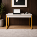 Ver imagem 1 de Escrivaninha Industrial Plus Mesa Home Office Branco/dourado - Rede Móveis