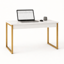 Ver imagem 2 de Escrivaninha Industrial Plus Mesa Home Office Branco/dourado - Rede Móveis