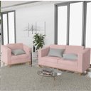 Ver imagem 2 de Kit Sofá 2 Lugares e 2 Poltronas Europa Linho Rosê AM Decor