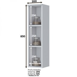 Armário Aéreo 3 Nichos 20cm Emily Henn - 3