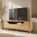 Ver imagem 1 de Rack para Sala de Estar TV 75 pol 180cm 2 Portas 1 Gaveta Madeira Maciça Benton F06 Tauari - Lyam