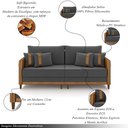 Ver imagem 3 de Sofá Montecarlo 3 Lugares 252cm Veludo/pu Grafite/caramelo