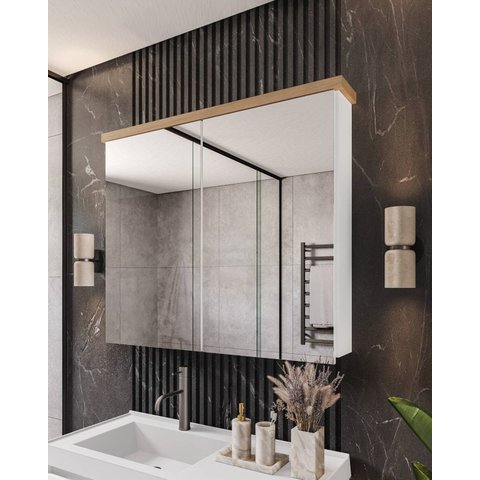 Armário de Banheiro 100cm 02 Portas com Espelho Ref 1040 - Branco/Itapuã
