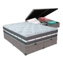 Ver imagem 1 de Cama Box com Baú Bege e Colchão Queen Black Grafit Anjos Cinza