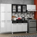 Ver imagem 1 de Cozinha de Aço Completo Modulado com Vidro 4 Peças Topázio Branco/Preto