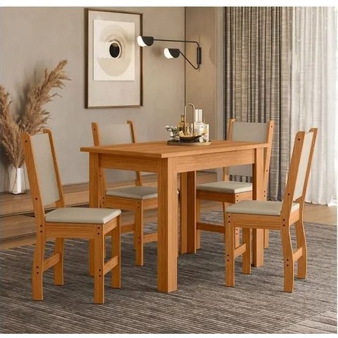 Conjunto de Mesa Bellagio com 4 Cadeiras Freijo/savana