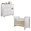 Ver imagem 1 de Berço Americano Mirelle e Cômoda Infantil Ane Branco Brilho – Phoenix Baby