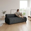 Ver imagem 3 de Sofá 3 Lugares e Puff para Sala Orgânico Nara Base Fixa Suede D03 - D'Rossi
