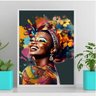 Quadro Decorativo Mulher Arte Africana 33x24cm:Madeira branca - 2