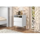 Ver imagem 1 de Mesa de Cabeceira Estilo Retrô Pés Palito 2 Gavetas Texas - Branco - Comprar Moveis em Casa