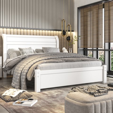 Cama Casal em MDF Madri Espresso Móveis Branco