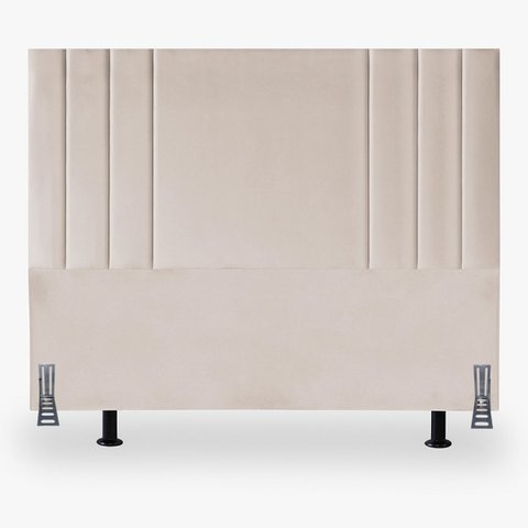 Cabeceira Casal Estofada Cama Box Moderna 140cm Veludo Frame:bege