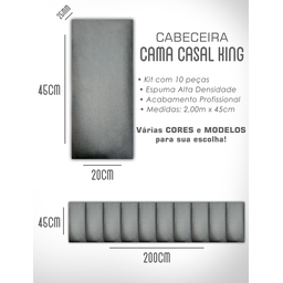 Kit 10 Cabeceiras de Cama Box Casal King Estofada Modulada 2,00mx45cm - 6