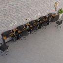 Ver imagem 1 de Conjunto de Escritório Smart 4 Livreiro 1 Buffet e 5 Mesas 90cm - Preto e Cedro
