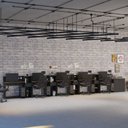 Ver mais imagens de Conjunto de Escritório Smart 4 Livreiro 1 Buffet e 5 Mesas 90cm - Preto e Cedro