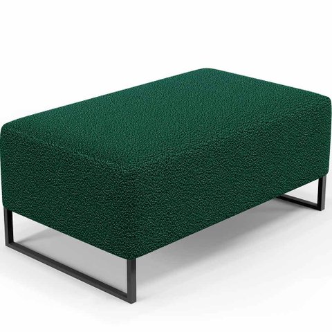 Puff Decorativo Sala De Estar Cléo 90cm Base De Ferro Preto W01 Bouclê Verde - Lyam Decor