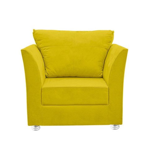 Poltrona Cadeira Decorativa para Sala e Quarto Lisboa Suede Amarelo