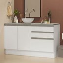 Ver imagem 1 de Armário Gabinete para Banheiro 140cm 2 Portas 3 Gavetas Branco Madesa