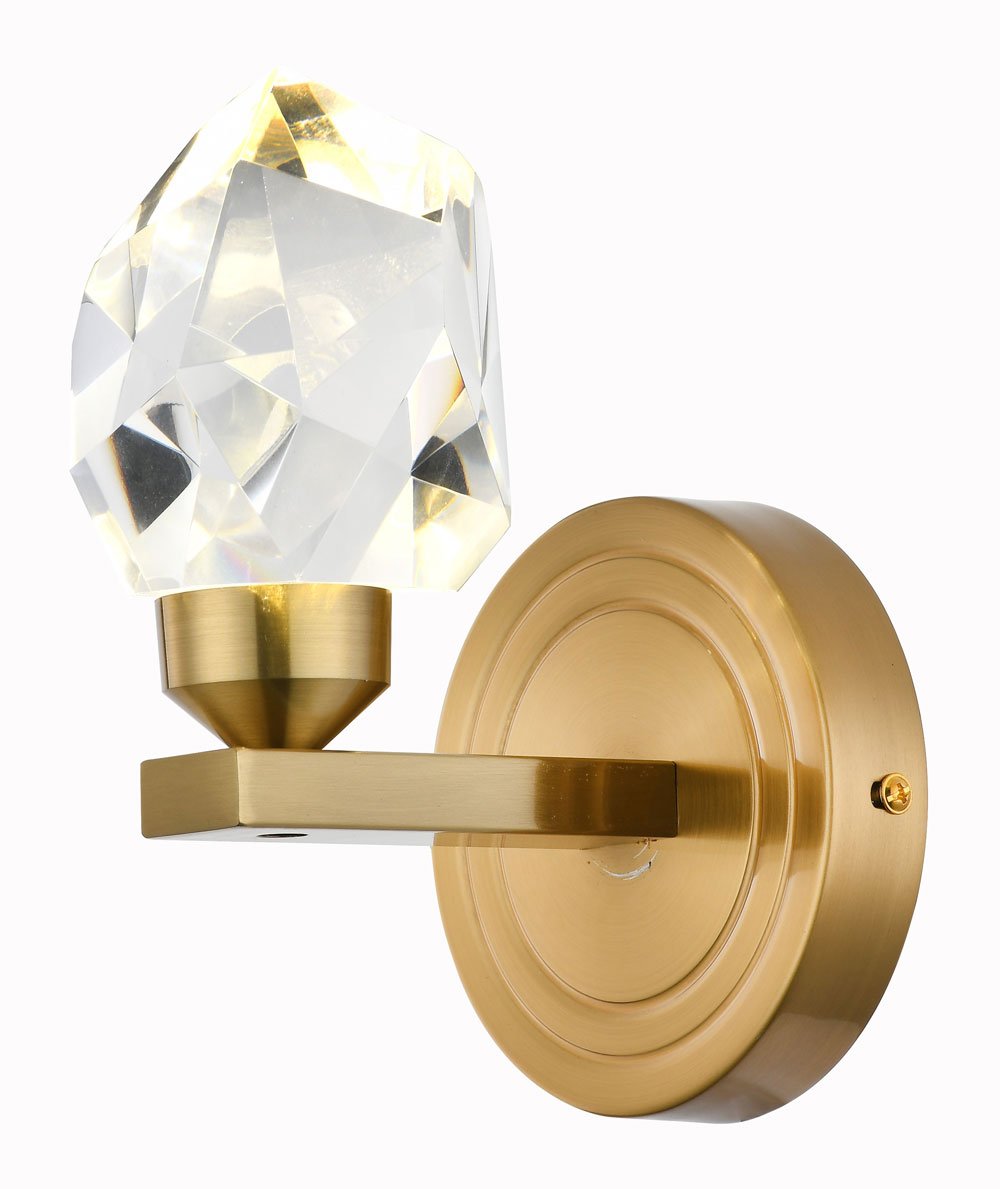 Arandela Cristal Lapidado Dourado Led 5w 3000k Bivolt Sindora