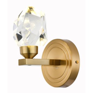 Arandela Cristal Lapidado Dourado Led 5w 3000k Bivolt Sindora