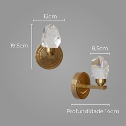 Arandela Cristal Lapidado Dourado Led 5w 3000k Bivolt Sindora - 3