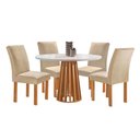 Ver imagem 1 de Mesa Kansas 100cm 4 Cadeiras Canela Tampo Redondo Plus Vidro Off White