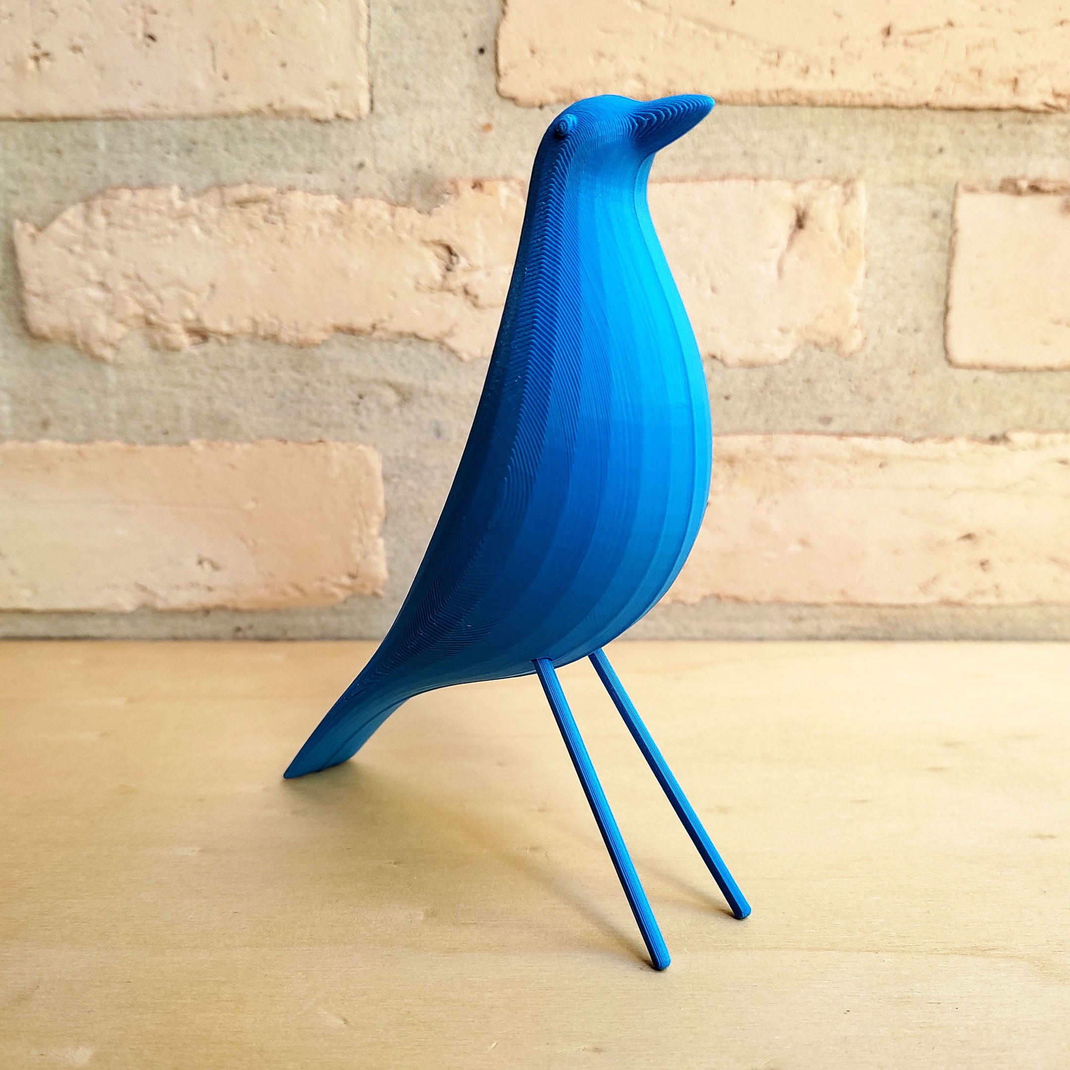 Pássaro P Decorativo - 11,6 Cm Altura -Toque 3D:Azul Claro